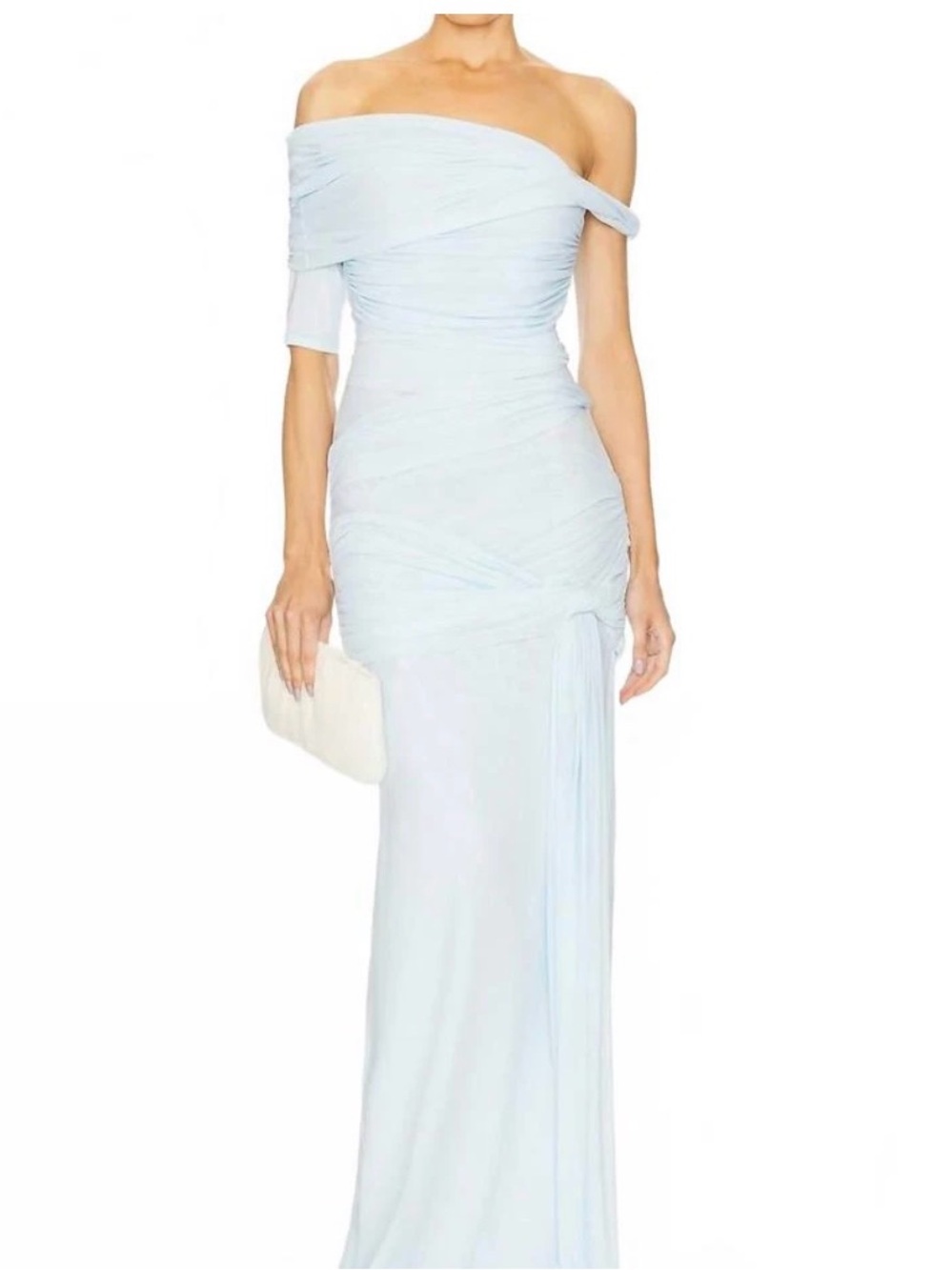 One-Shoulder Light Blue Evening Gown